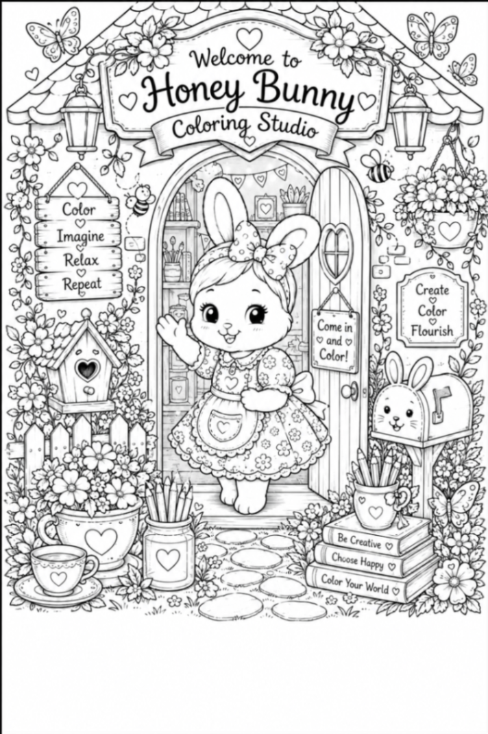 Honey Bunny colorable sticker preview